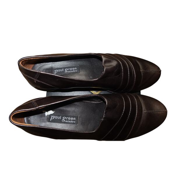 Paul Green 0Munich Brown Pleated Vamp Leather Slip-On Loafers - Picture 5 of 6